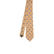 TOKYO - Yellow brown paisley classic printed hand made tie