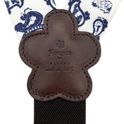 Luxury white and blue silk braces with paisley design