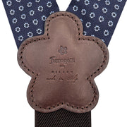 Luxury dark blue silk braces with little classic floral pattern