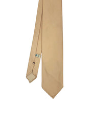 Cravatta in seta beige super reps tinta unita sfoderata - Fumagalli 1891