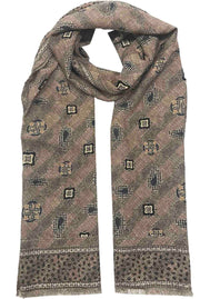MADRID - Vintage paisley and diamonds beige wool scarf