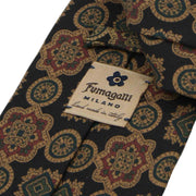 Brown silk hand made tie with medalions