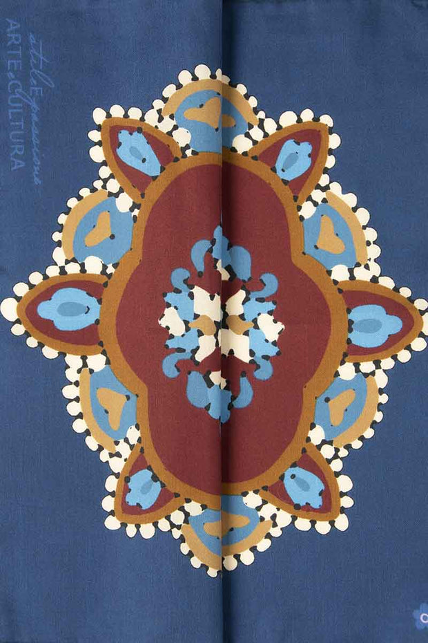 Blue Ultra Soft Silk & Cotton Mandala Pocket Square