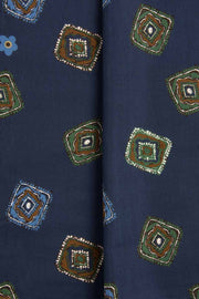 Dark Blue Ultra Soft Silk & Cotton Diamonds Pocket Square