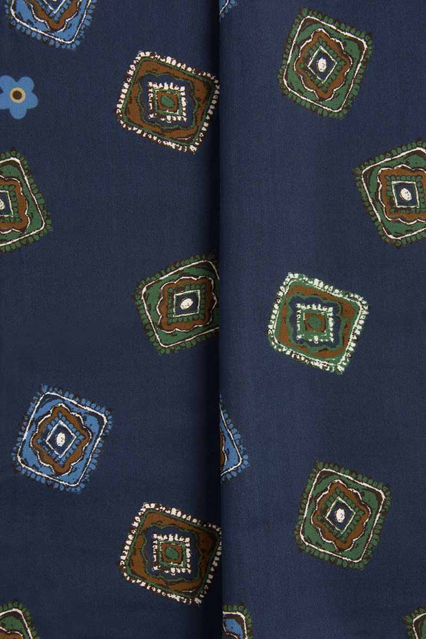 Dark Blue Ultra Soft Silk & Cotton Diamonds Pocket Square
