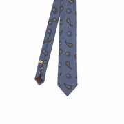 Cravatta di seta jacquard con medaglioni e paisley marroni