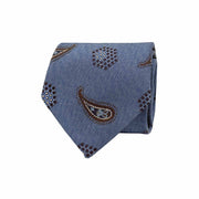 Cravatta di seta jacquard con medaglioni e paisley marroni