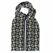 Blue macro medallion printed silk twill tubular scarf
