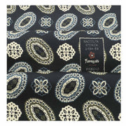 Blue macro medallion printed silk twill tubular scarf
