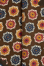 Brown Ultra Soft Silk & Cotton Medallion Pocket Square