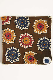Brown Ultra Soft Silk & Cotton Medallion Pocket Square