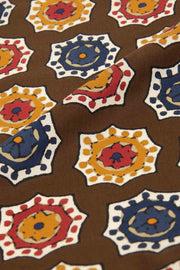 Brown Ultra Soft Silk & Cotton Medallion Pocket Square