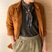 BROWN NECKERCHIEF WITH DIAMONDS AND FLOWER DESIGN
