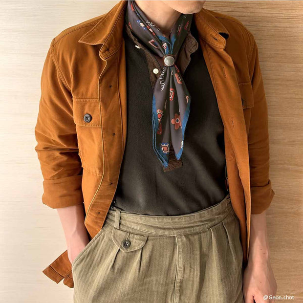 BROWN NECKERCHIEF WITH DIAMONDS AND FLOWER DESIGN