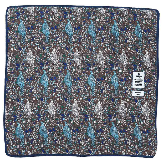 Pure silk floral vintage brown archival pocket square