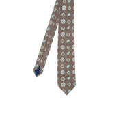 TOKYO - Cravatta stampata marrone con diamanti, medaglioni e paisley