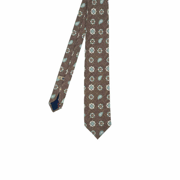 TOKYO -  Brown printed diamonds, medallion and paisley tie