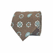 TOKYO - Cravatta stampata marrone con diamanti, medaglioni e paisley