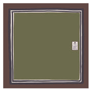 Green plain with brown frame printed silk pocket square