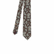 Brown light blue paisley silk melange effect printed silk tie