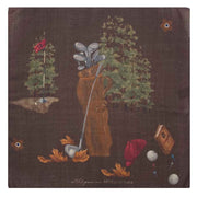 fazzoletto marrone in pura lana con Golf design 