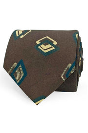 TOKYO - Cravatta marrone in seta con diamanti stampati 