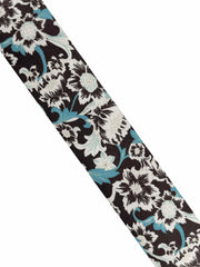 TOKYO - Luxury braces brown silk and leather floral design