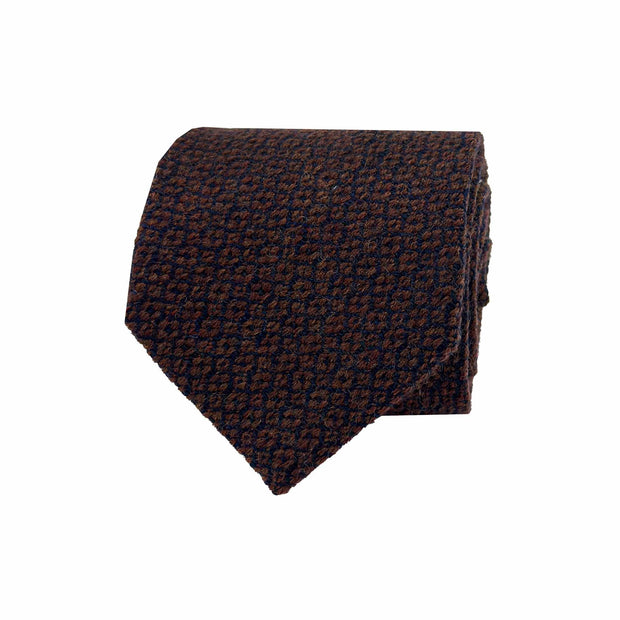 Cravatta marrone e blu jacquard in lana
