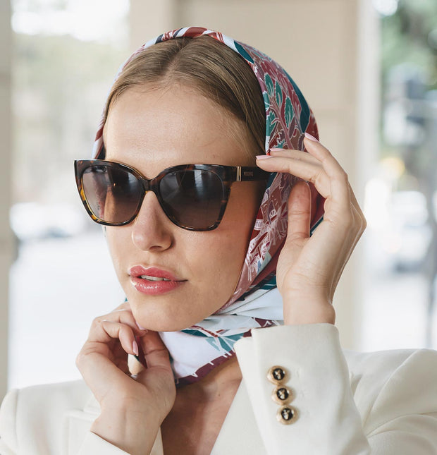 Como Burgundy silk scarf 90