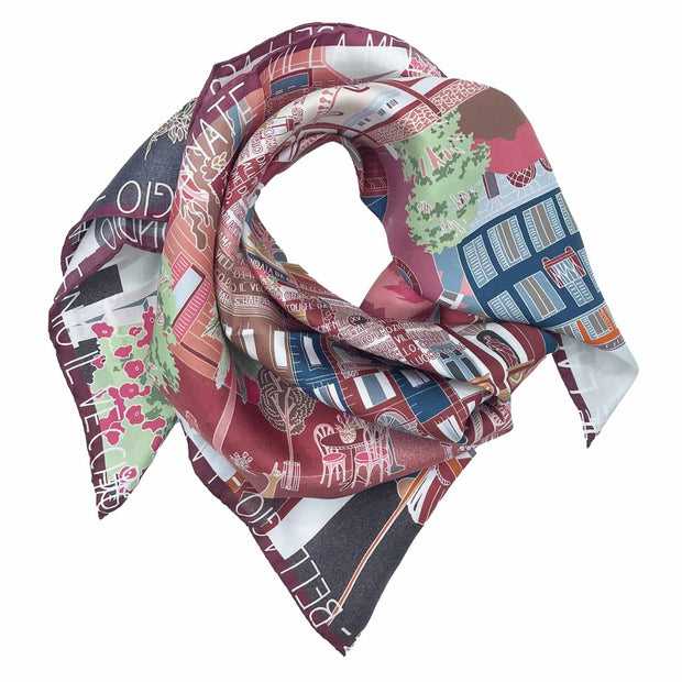 Como Burgundy silk scarf 90