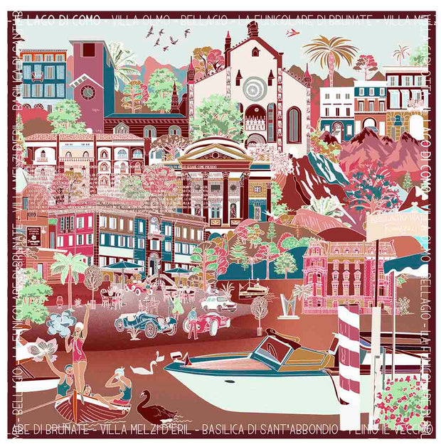 Como Burgundy silk scarf 90