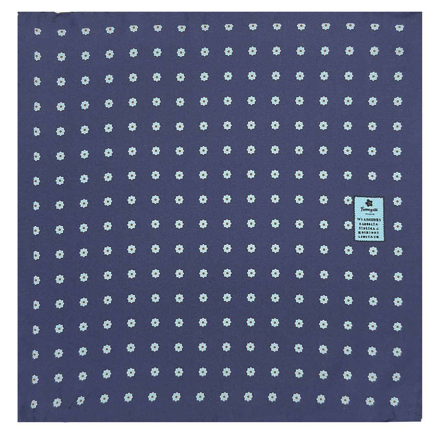 Fazzoletto d'archivio blu con micro fiori