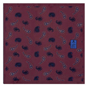 Burgundy paisley design printed silk pocket square
