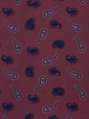 Burgundy paisley design printed silk pocket square