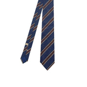 Cravatta a righe regimental blu rosso giallo oro beige multicolor - Avantgarde Accessori Cravatta a righe regimental blu rosso giallo oro beige multicolor - Avantgarde Accessori