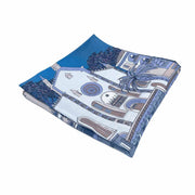 Como Blue-Beige-Light Blue silk scarf 90