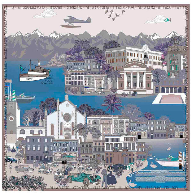 Como Blue-Beige-Light Blue silk scarf 90