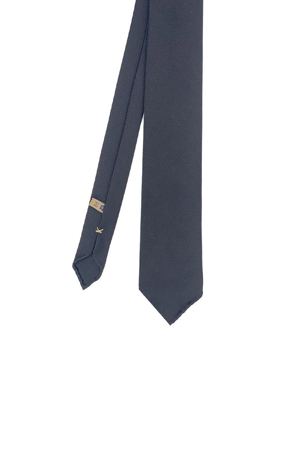Dark Grey plain repsone pure silk unlined handmade tie - Fumagalli 1891