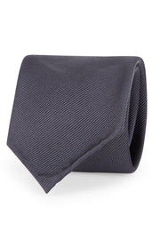 Dark Grey plain repsone pure silk unlined handmade tie - Fumagalli 1891