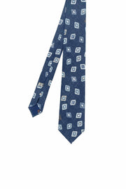 TOKYO - Cravatte blu in seta con medallion stampati