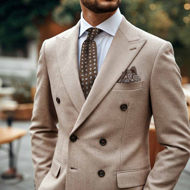 TOKYO - Cravatta stampata marrone con design classico 