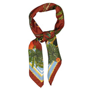 Bandana foulard con piante esotiche vintage su sfondo rosso
