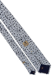 CRAVATTA AZZURRA STAMPATA CON FIORI BLU SCURO