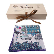 Foulard Como con cornice viola