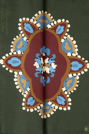 Dark Green Ultra Soft Silk & Cotton Mandala Pocket Square