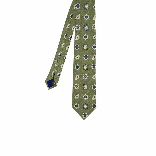 TOKYO -  Green printed diamonds, medallion and paisley tie