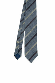 Grey little brown and beige striped wool tie