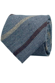 Grey little brown and beige striped wool tie