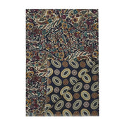 Dark blue medallion and micro and macro floral & paisley double face tubular silk scarf