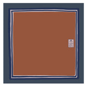 Light Brown plain with blue frame printed silk pocket square